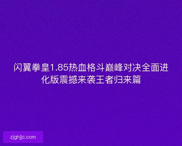 闪翼拳皇1.85热血格斗巅峰对决全面进化版震撼来袭王者归来篇